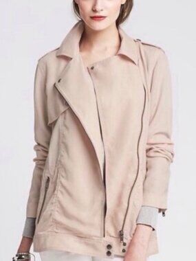 Banana Republic NWT Drapy Moto Jacket Sz M‎ Blush Pink Pastel Goth Biker